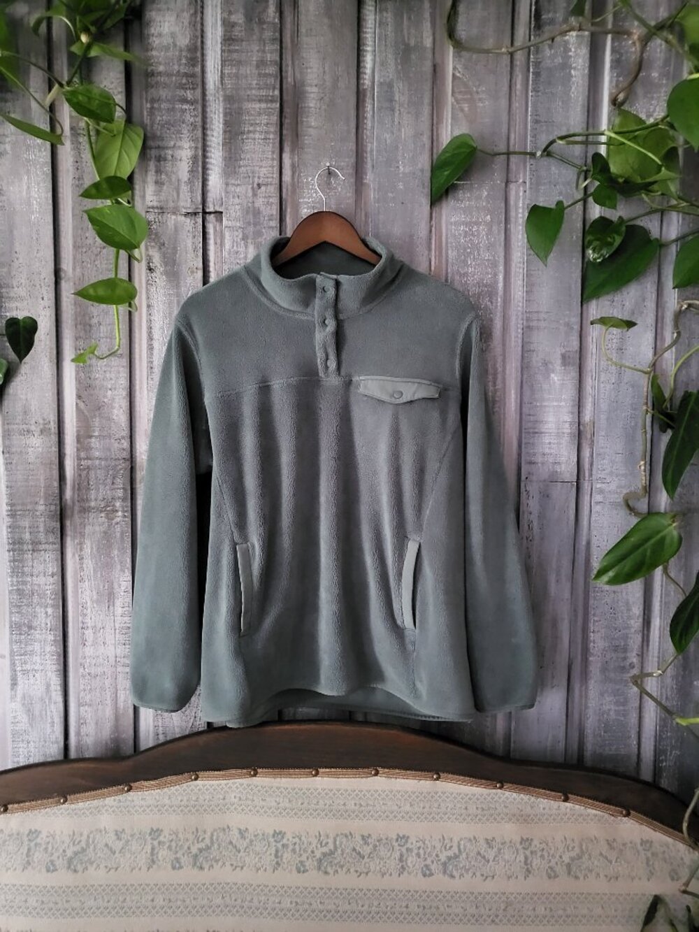 32 DEGREES Heat Basil Green Fleece Snap Pullover Jacket XL